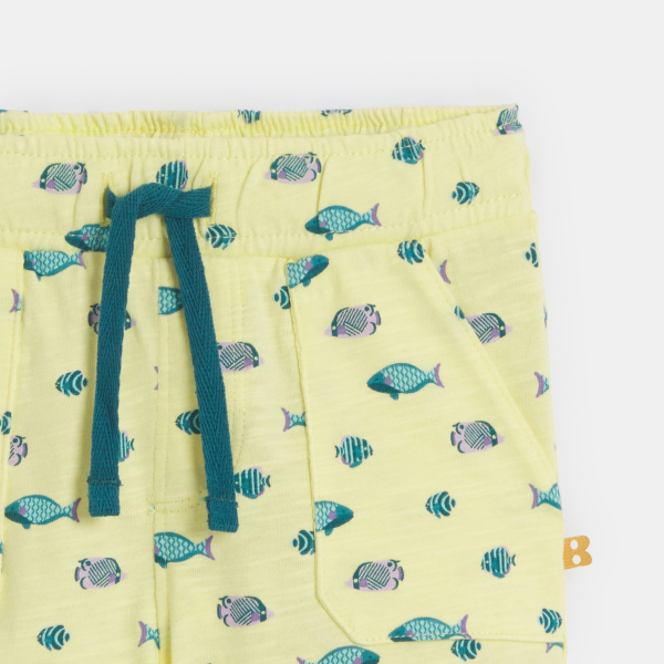 شورت جيرسيه منسوج باللون الأصفر للأولاد الصغار